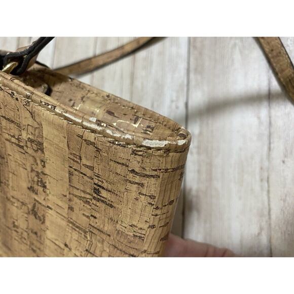 Anne Klein Purse Womens Tan Small Crossbody Cork Design Faux Leather - Picture 6 of 16